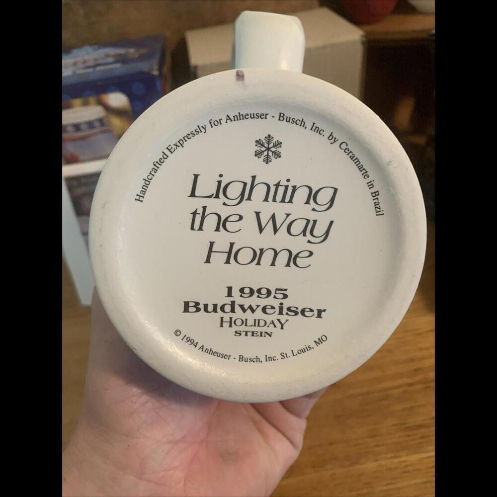 1995 Budweiser Holiday Stein "Lighting the Way Home" New in Original Box Vintage - Picture 3 of 6